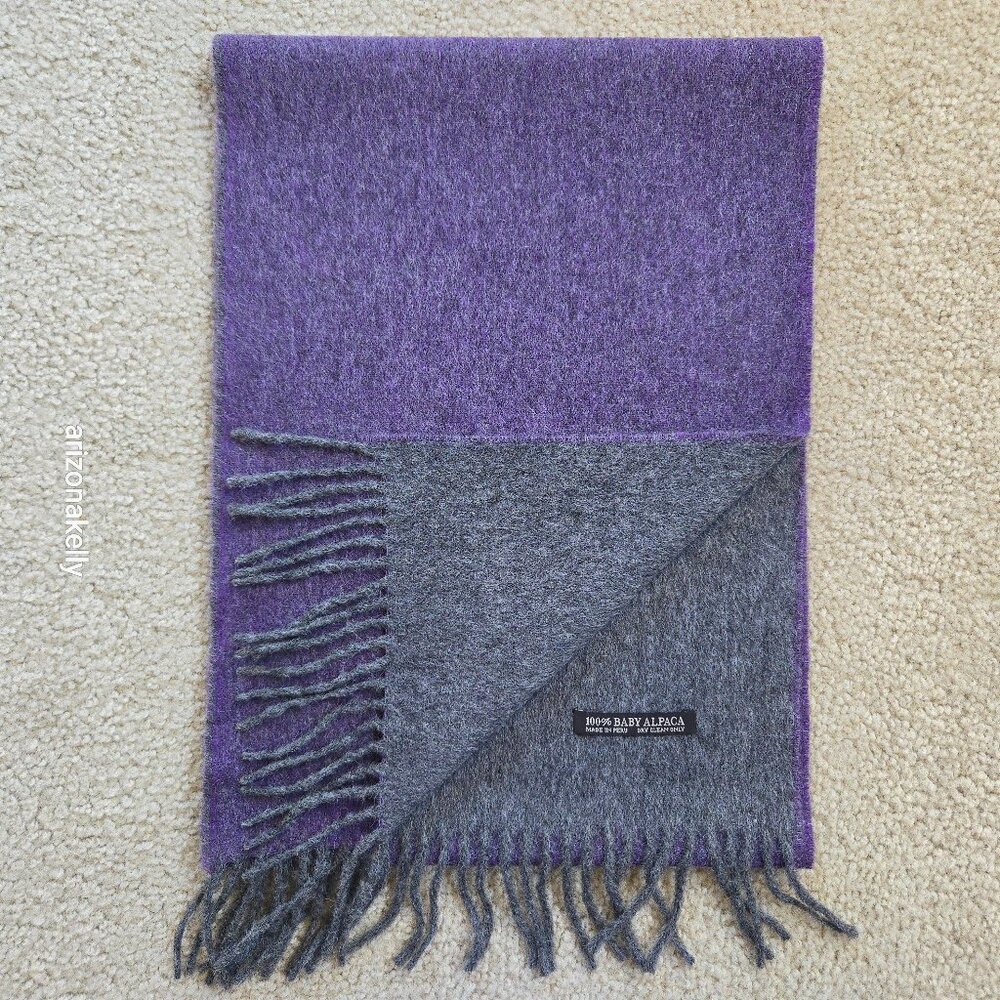 NWOT Baby Alpaca Scarf Purple & Grey
